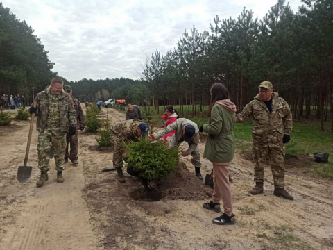 Брестский облкомитет ПРиООС: посадка хвойных деревьев в парке Воинов интернационалистов (г. Брест)